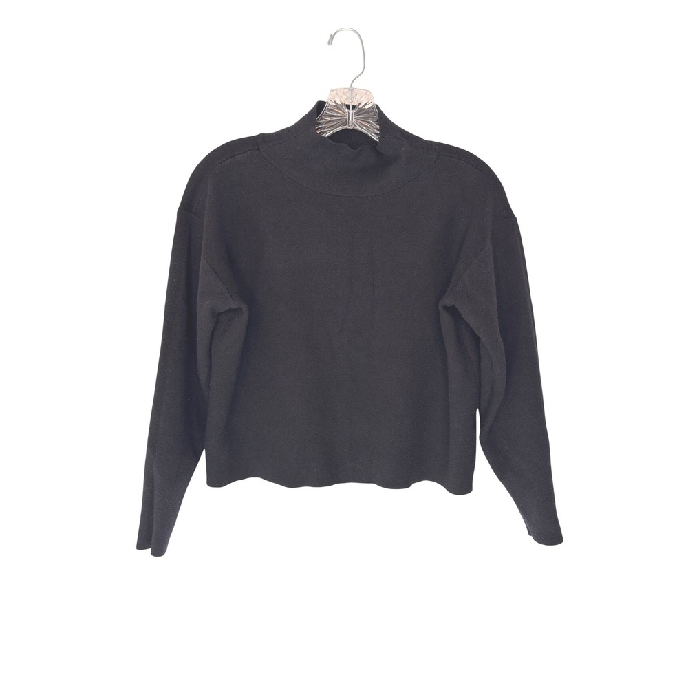Maeve Sweater Mock Neck Sweater Black Casual Knit Stretch Casual Cozy XXS
